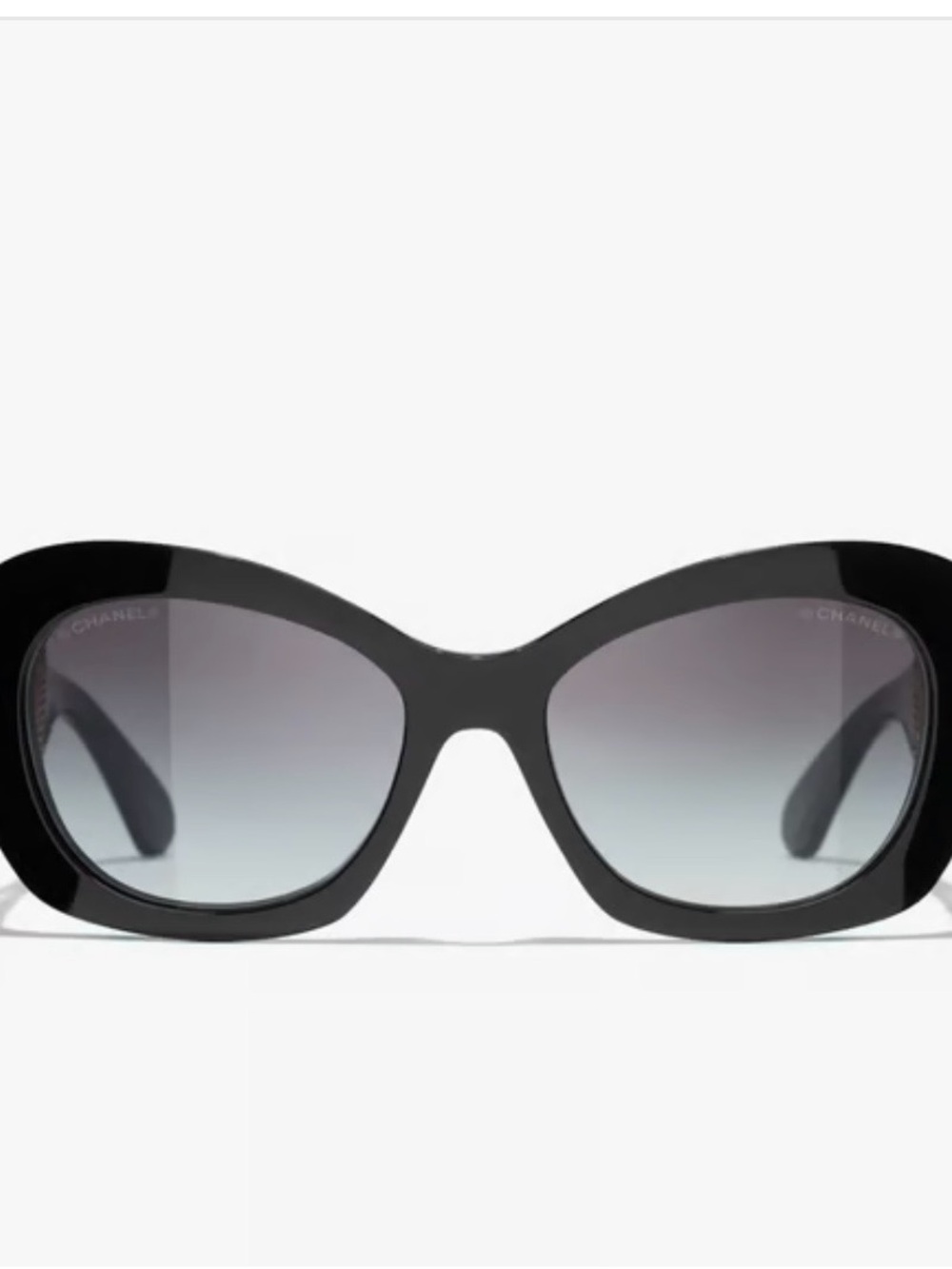 CHANEL Black Oversized Butterfly Sunglasses with Gray Gradient Lenses